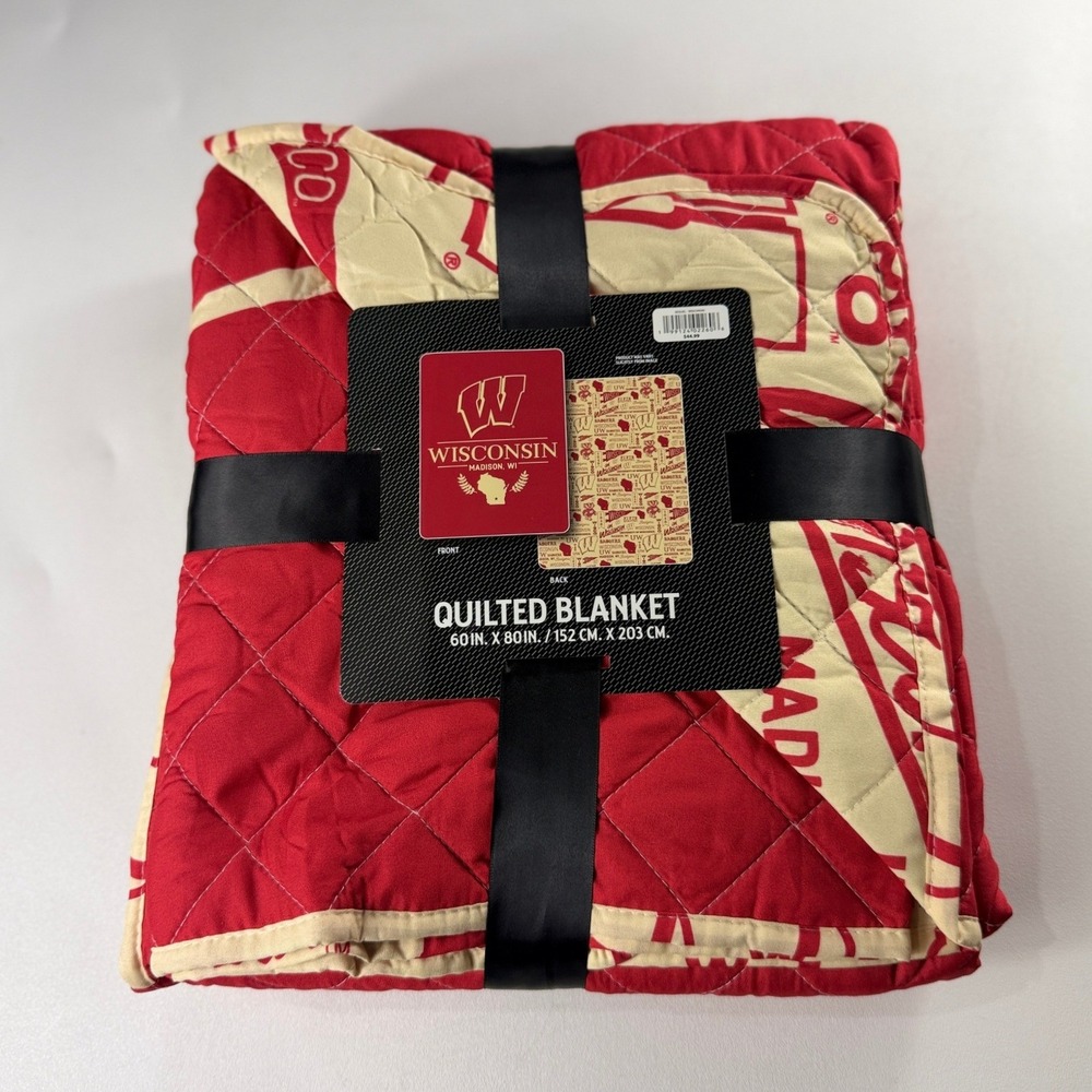 Northwest Wisconsin Badgers Quilted Blanket 60x80 University of Wisconsin NEW